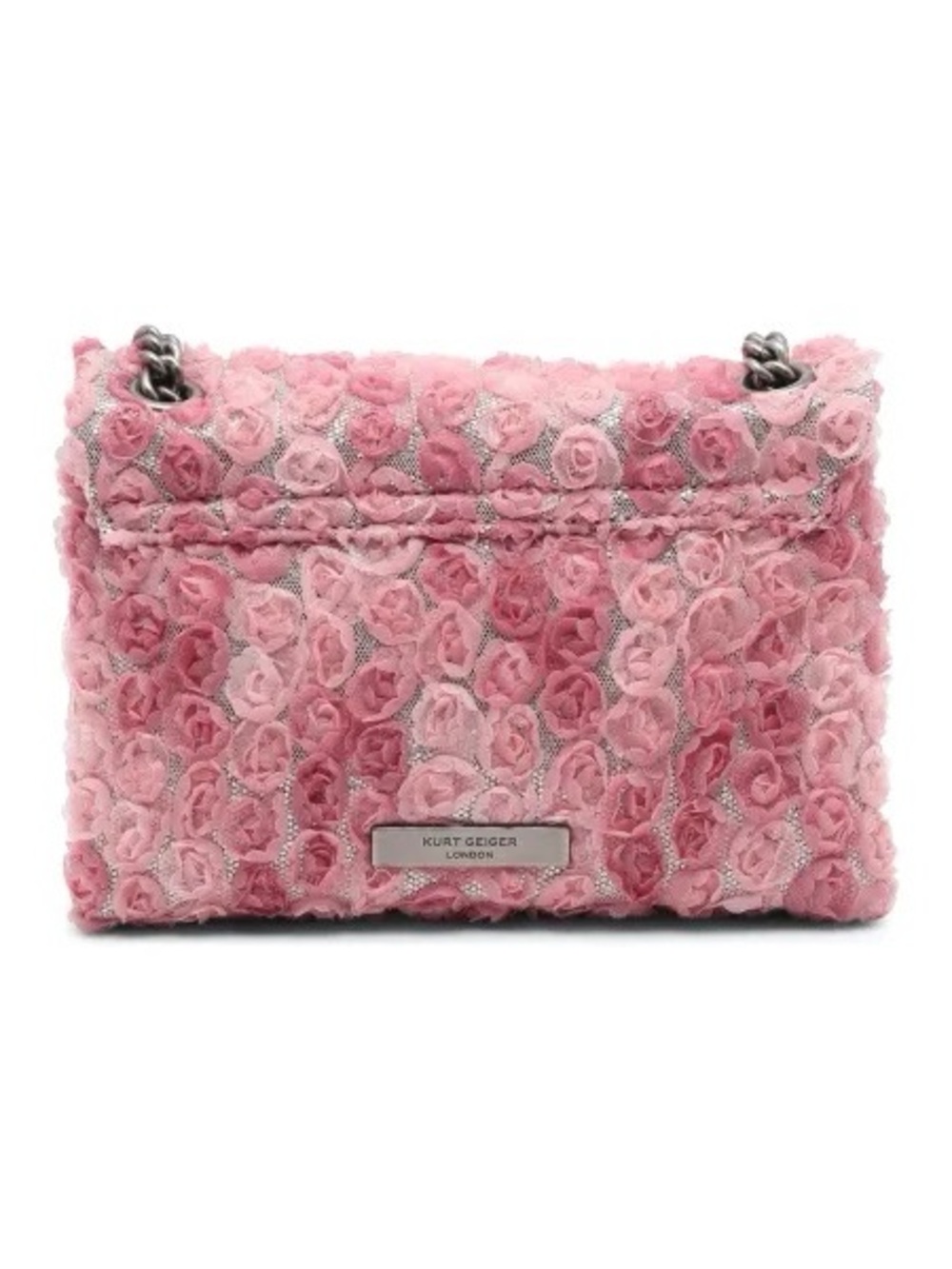 Kurt Geiger the Kensington Pink Rose-Appliqué Chain Shoulder Bag - Picture 2 of 16